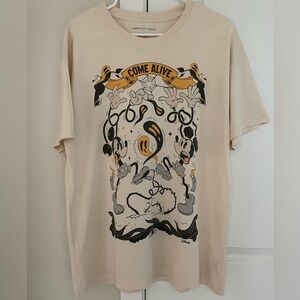 American Eagle Outfitters Cream Graphic "Come Alive" Short Sleeve Tee